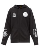 2 Moncler 1952 - Logo-print Zipped Cotton-jersey Hooded Sweatshirt - Mens - Black