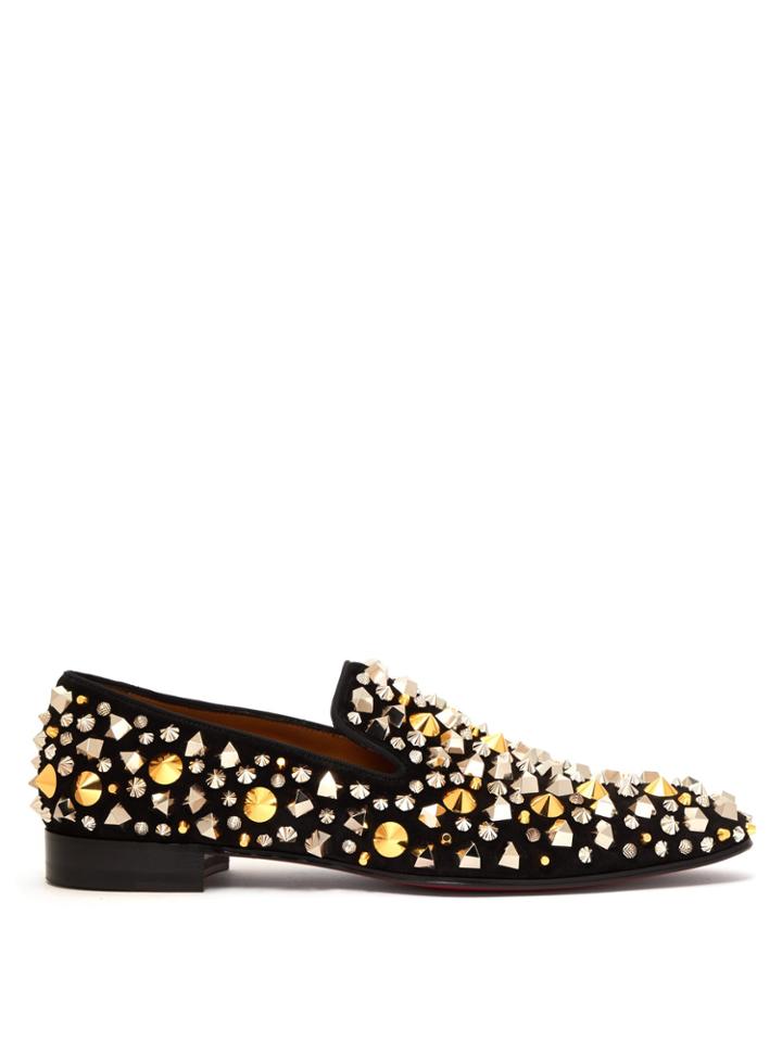 Christian Louboutin Dandelion Spikes Suede Loafers