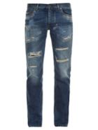 Dolce & Gabbana Distressed Slim-leg Denim Jeans