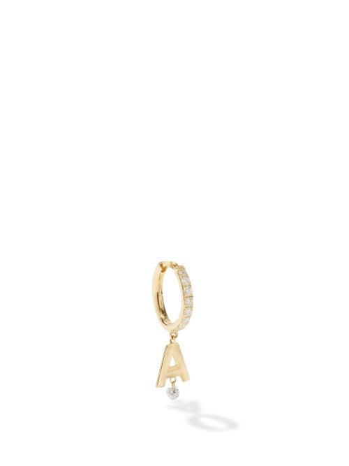 Ladies Fine Jewellery Persee - Alphabet Diamond & 18kt Gold A-m Single Earring - Womens - Yellow Gold