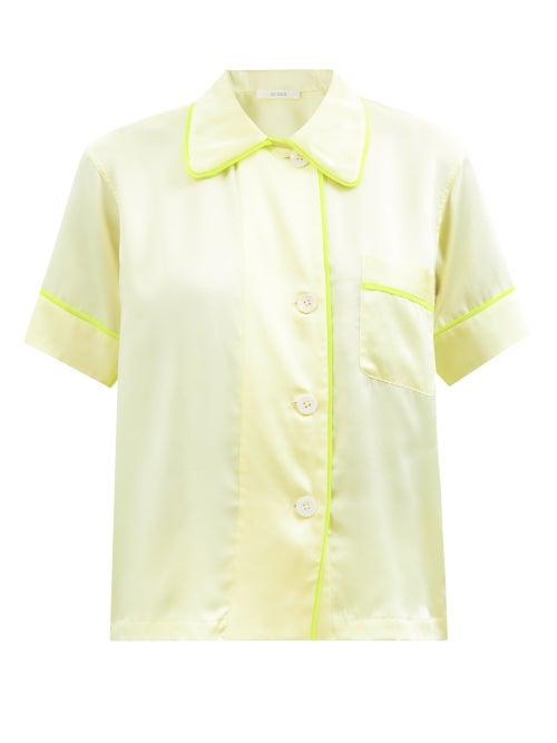 Araks - Shelby Short-sleeved Silk-charmeuse Pyjama Shirt - Womens - Yellow