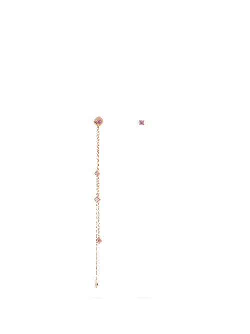Matchesfashion.com Diane Kordas - Mismatched Sapphire & 18kt Rose Gold Earrings - Womens - Pink