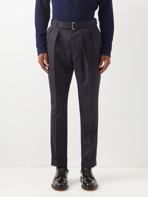 Officine Gnrale - Pierre Pinstriped Pleated Wool Trousers - Mens - Navy