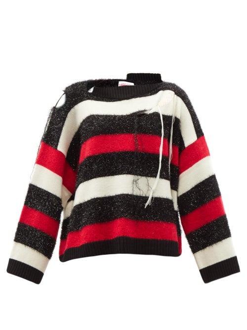 Matchesfashion.com Charles Jeffrey Loverboy - Slashed Striped Sweater - Womens - Red Multi