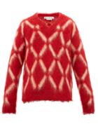 Matchesfashion.com Marni - Diamond Intarsia Mohair Blend Sweater - Mens - Red Multi