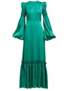 Matchesfashion.com The Vampire's Wife - Cosmo Shirred Floral Jacquard Maxi Dress - Womens - Green