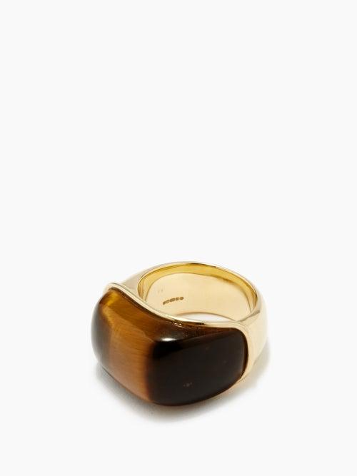 Fernando Jorge - Oblong Tiger's Eye & 18kt Gold Ring - Womens - Gold Multi