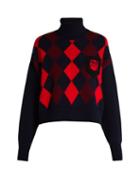 Matchesfashion.com Miu Miu - Intarsia Knit Virgin Wool Roll Neck Sweater - Womens - Burgundy Multi