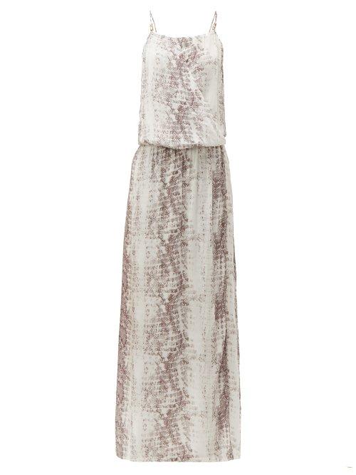 Matchesfashion.com Heidi Klein - Al Snake Print Poplin Maxi Dress - Womens - Snake