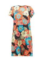 La Doublej - Swing Floral-print Silk-faille Mini Dress - Womens - Pink Multi