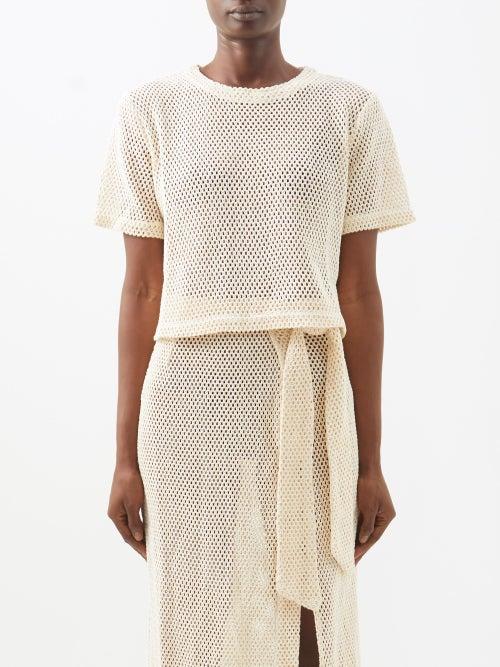 Boteh - Citrine Cotton-mesh Top - Womens - Natural