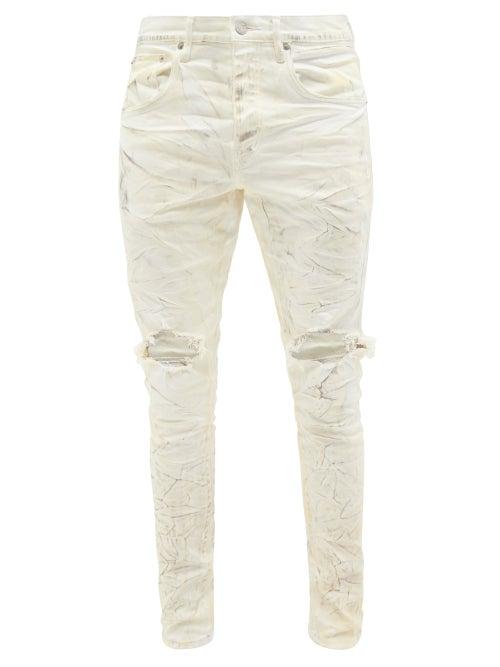 Purple Brand - P002 Distressed Coated Slim-leg Jeans - Mens - White