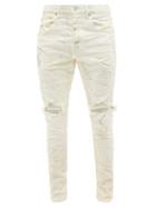 Purple Brand - P002 Distressed Coated Slim-leg Jeans - Mens - White