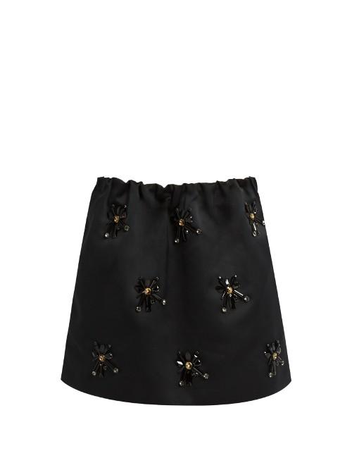 No. 21 Embellished Satin Mini Skirt