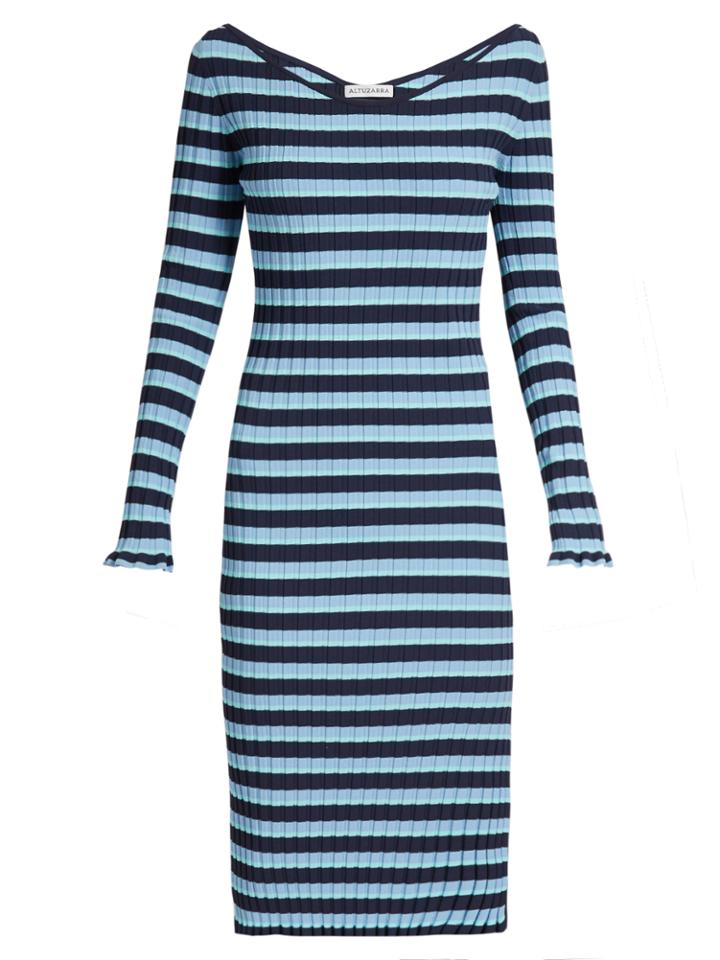 Altuzarra Soccorro Striped Ribbed-knit Dress