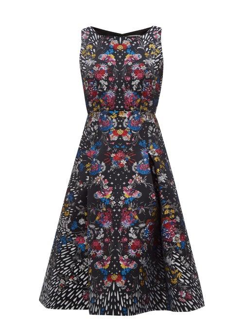 Matchesfashion.com Mary Katrantzou - Tallon Floral Brocade Fit And Flare Dress - Womens - Black Multi