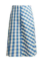 Matchesfashion.com Jil Sander - Giara Gingham Cotton Midi Skirt - Womens - Blue White