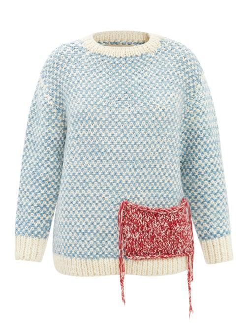 Saunders - Lawal Patch-pocket Merino Sweater - Womens - Blue