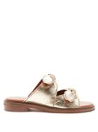 Ladies Shoes See By Chlo - Kamilla Bow-front Leather Sandals - Womens - Gold