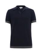 Matchesfashion.com Odyssee - Striped Trim Waffle Knit Polo Shirt - Mens - Navy Multi