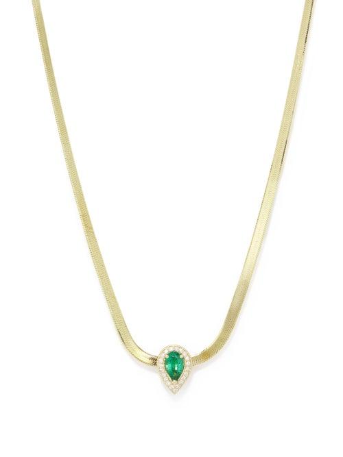 Ladies Fine Jewellery Jacquie Aiche - Diamond, Emerald & 14kt Gold Necklace - Womens - Green Gold