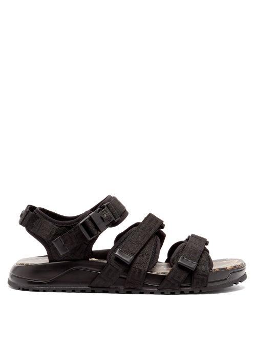 Matchesfashion.com Versace - Greca-woven Velcro-strap Sandals - Mens - Black