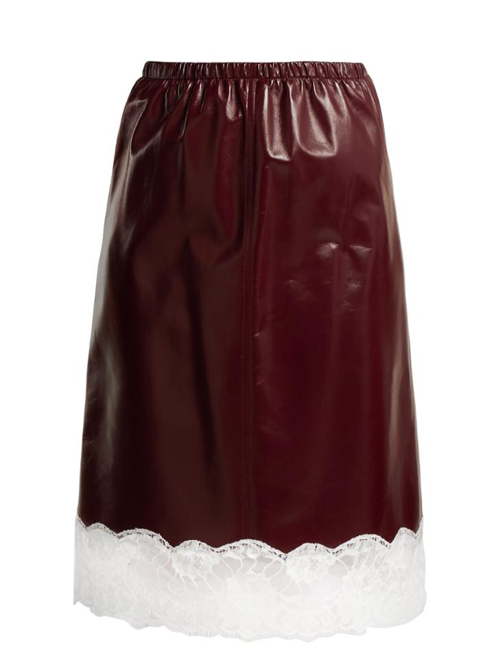 Calvin Klein 205w39nyc Lace-trimmed Leather Midi Skirt