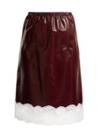 Calvin Klein 205w39nyc Lace-trimmed Leather Midi Skirt