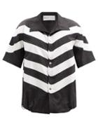 Matchesfashion.com Arnar Mar Jonsson - Drawstring-hem Short-sleeved Striped Ripstop Shirt - Mens - Black