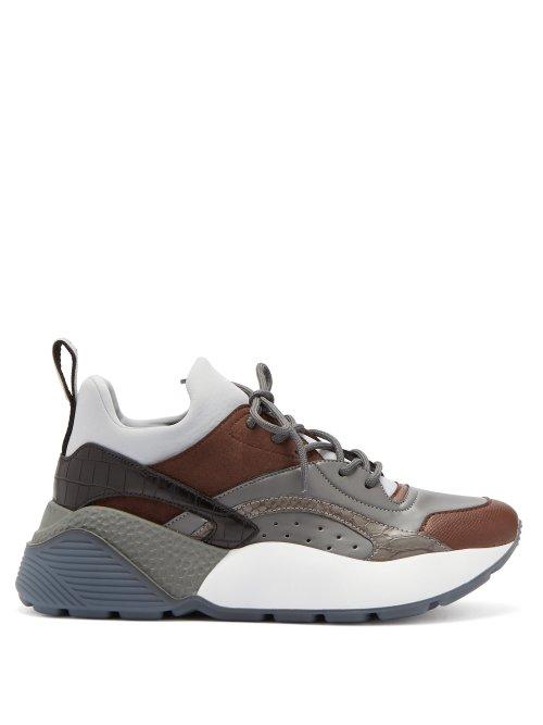 Matchesfashion.com Stella Mccartney - Eclypse Low Top Contrast Panel Trainers - Womens - Grey Multi