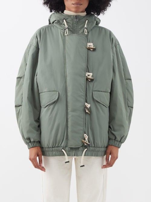 Isabel Marant Toile - Daisy Short Canvas Hooded Jacket - Womens - Green Grey