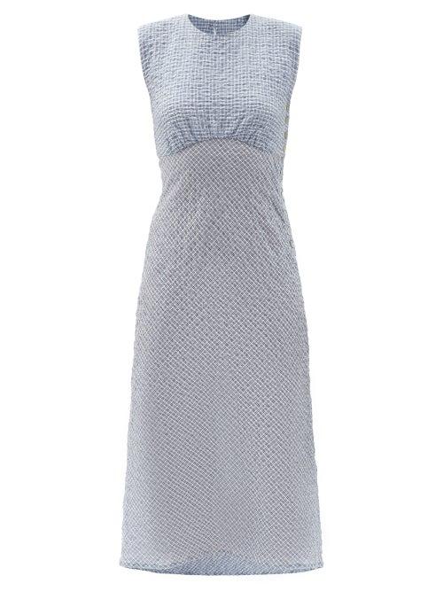 Matchesfashion.com Belize - Anita Check Cotton-blend Seersucker Dress - Womens - Blue Multi