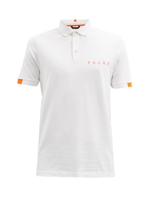 Matchesfashion.com Falke Ess - Logo-print Cotton-blend Piqu Polo Shirt - Mens - White