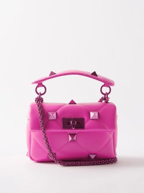 Valentino Garavani - Roman Stud Small Leather Shoulder Bag - Womens - Fuchsia