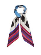Diane Von Furstenberg Cubic-print Striped Silk Scarf