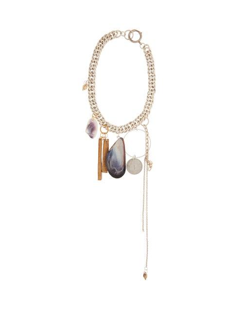Matchesfashion.com Marine Serre - Shamanic Charm Necklace - Womens - Silver