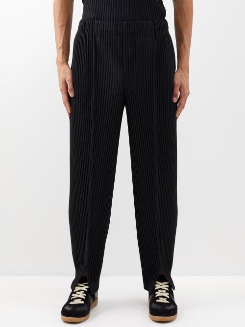 Homme Pliss Issey Miyake - Technical-pleated Knit Trousers - Mens - Black