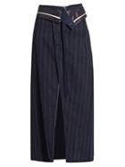 Matchesfashion.com Sies Marjan - Pinstriped Midi Wrap Skirt - Womens - Navy