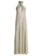 Matchesfashion.com Galvan - Pandora Lurex Halterneck Gown - Womens - Silver