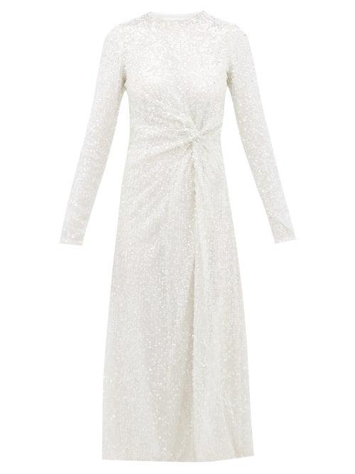 Matchesfashion.com Galvan - Sequinned Knotted Front Dress - Womens - White