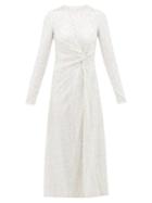 Matchesfashion.com Galvan - Sequinned Knotted Front Dress - Womens - White