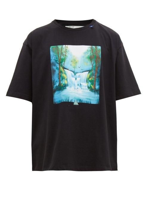 Matchesfashion.com Off-white - Waterfall Print Cotton T Shirt - Mens - Black Multi
