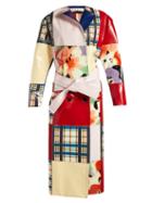 Matchesfashion.com Marni - Patchwork Belted Leather Coat - Womens - Red Multi