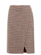 Matchesfashion.com Holiday Boileau - Cody Gingham Wool Blend Wrap Skirt - Womens - Brown