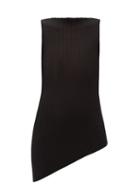 Matchesfashion.com Maison Margiela - Asymmetric Rib-knitted Cotton-blend Top - Womens - Black