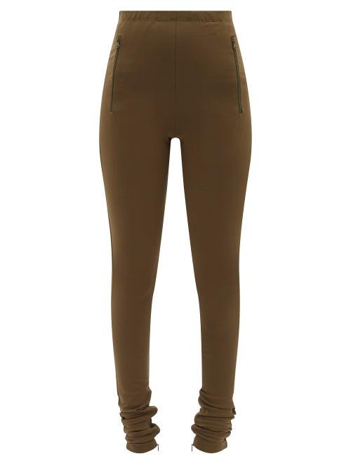 Wardrobe.nyc Wardrobe. Nyc - Zip-pocket High-waisted Jersey Leggings - Womens - Khaki