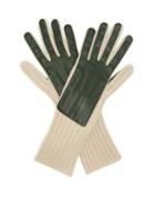 Matchesfashion.com Burberry - Leather Panelled Cashmere Gloves - Mens - Green