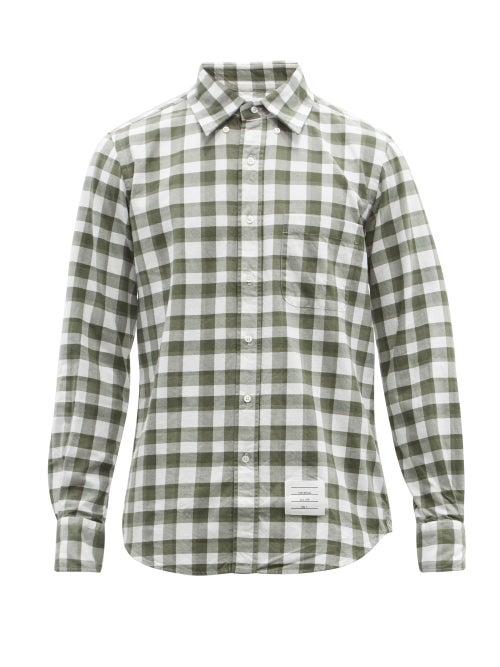 Mens Rtw Thom Browne - Check Cotton-flannel Shirt - Mens - Green