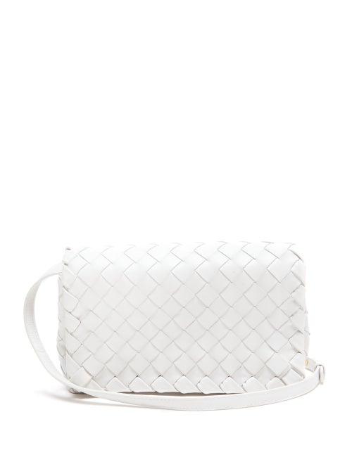 Matchesfashion.com Bottega Veneta - Intrecciato Leather Cross-body Bag - Womens - White