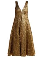 Rochas Metallic-boucl Foil-effect Midi Dress
